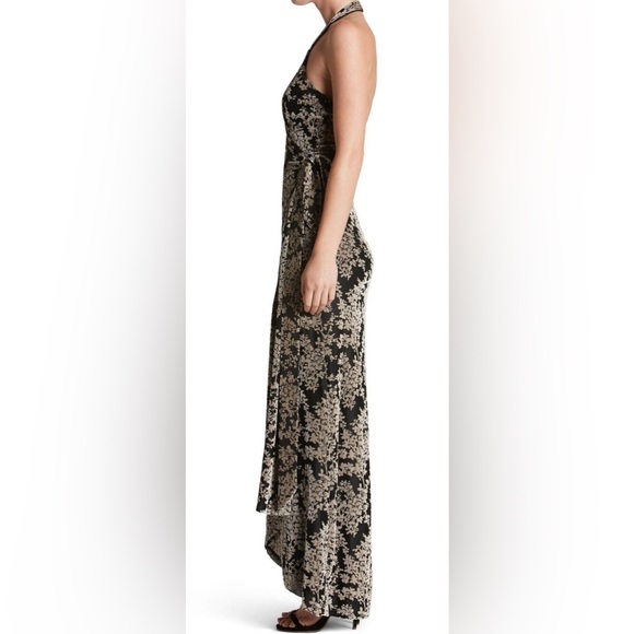 DRESS THE POPULATION Erica Velvet Maxi Wrap Dress Gown Hi Low Hem Sz Med - $178 - Picture 8 of 13
